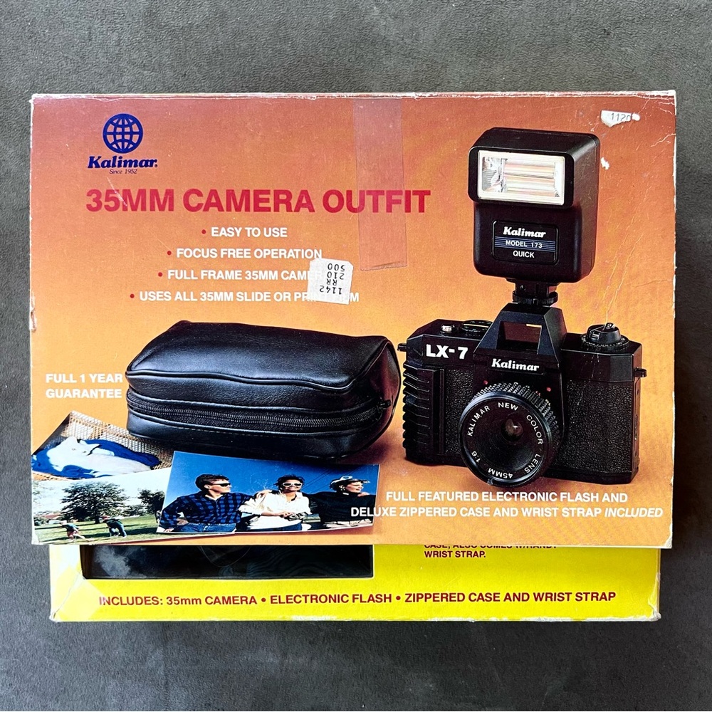 Vintage 1980's Kalimar LX-7 Deluxe 35mm Camera Outfit With Flash & Case K-6009